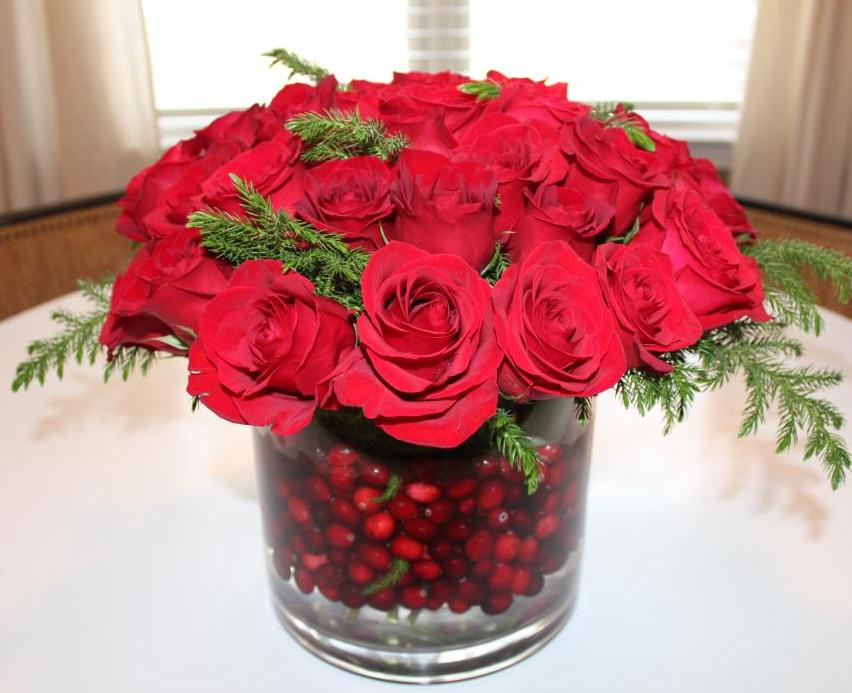 Cranberry Rose Centerpiece