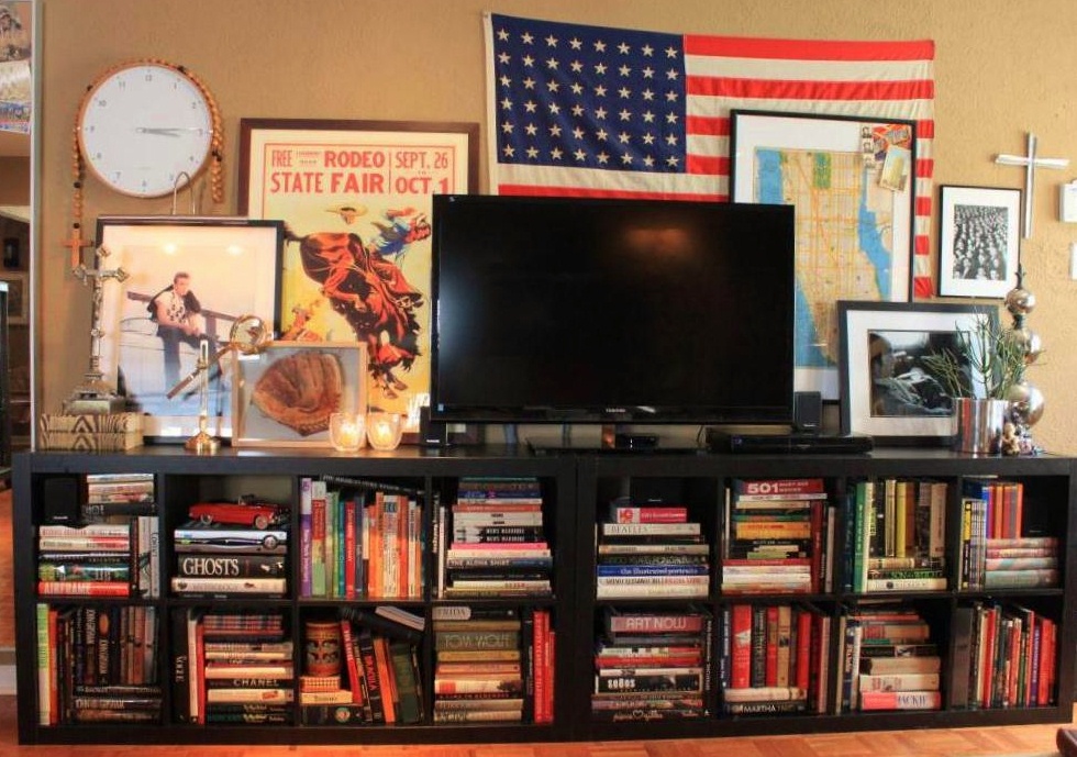 Ikea Cabinets as the Entertainment Center in the Cavender Den