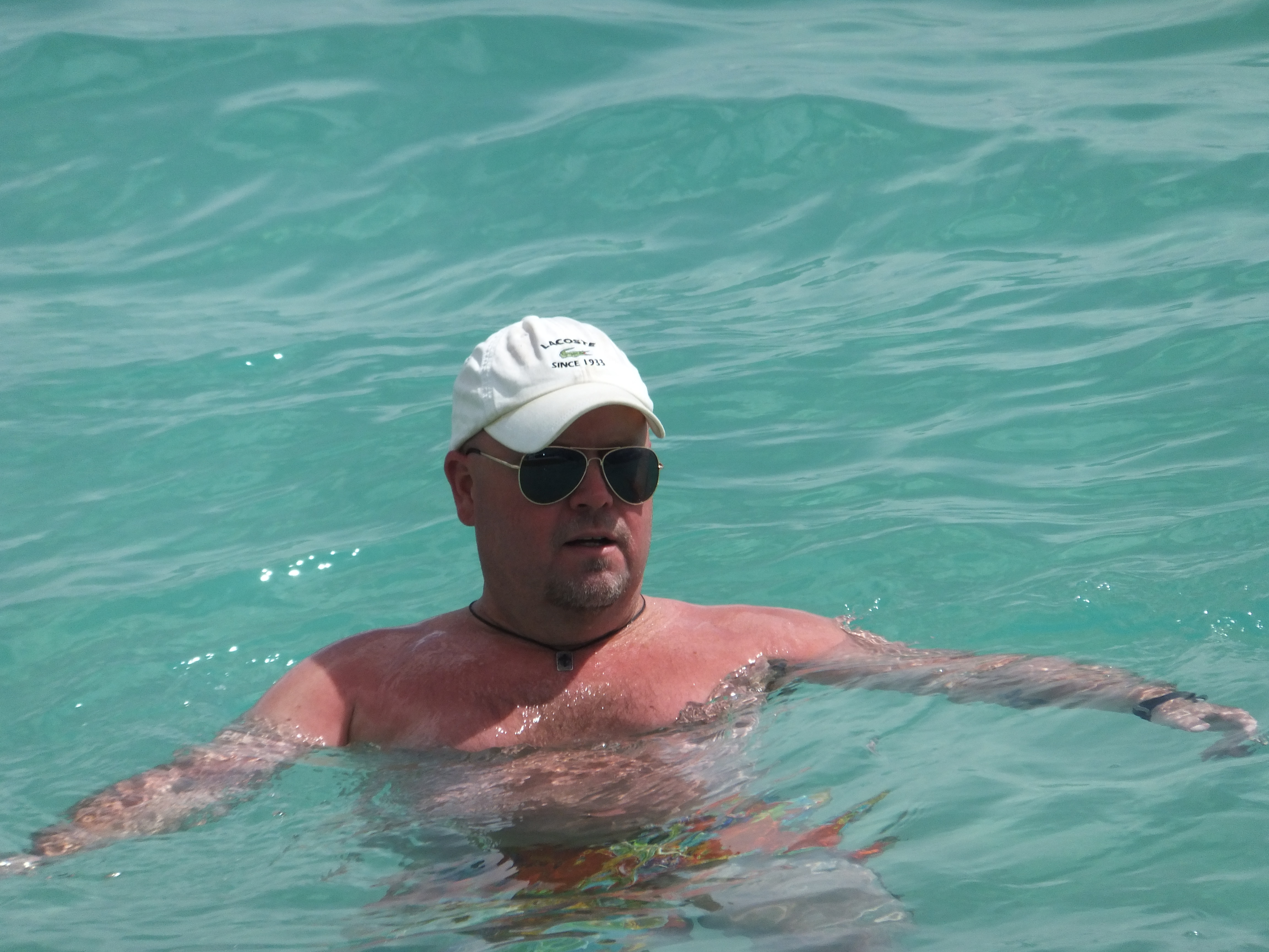 Jamie swimming in Barbados