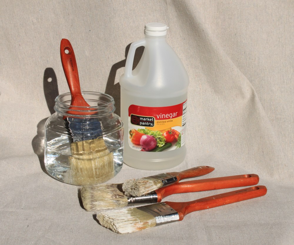 Paint Brushes Soaking in Vinegar