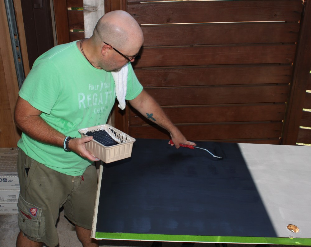 Jamie Painting the Chalk Board Door