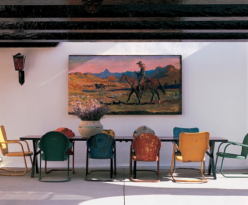 Mixed Vintage Motel Chairs and Horse Painting