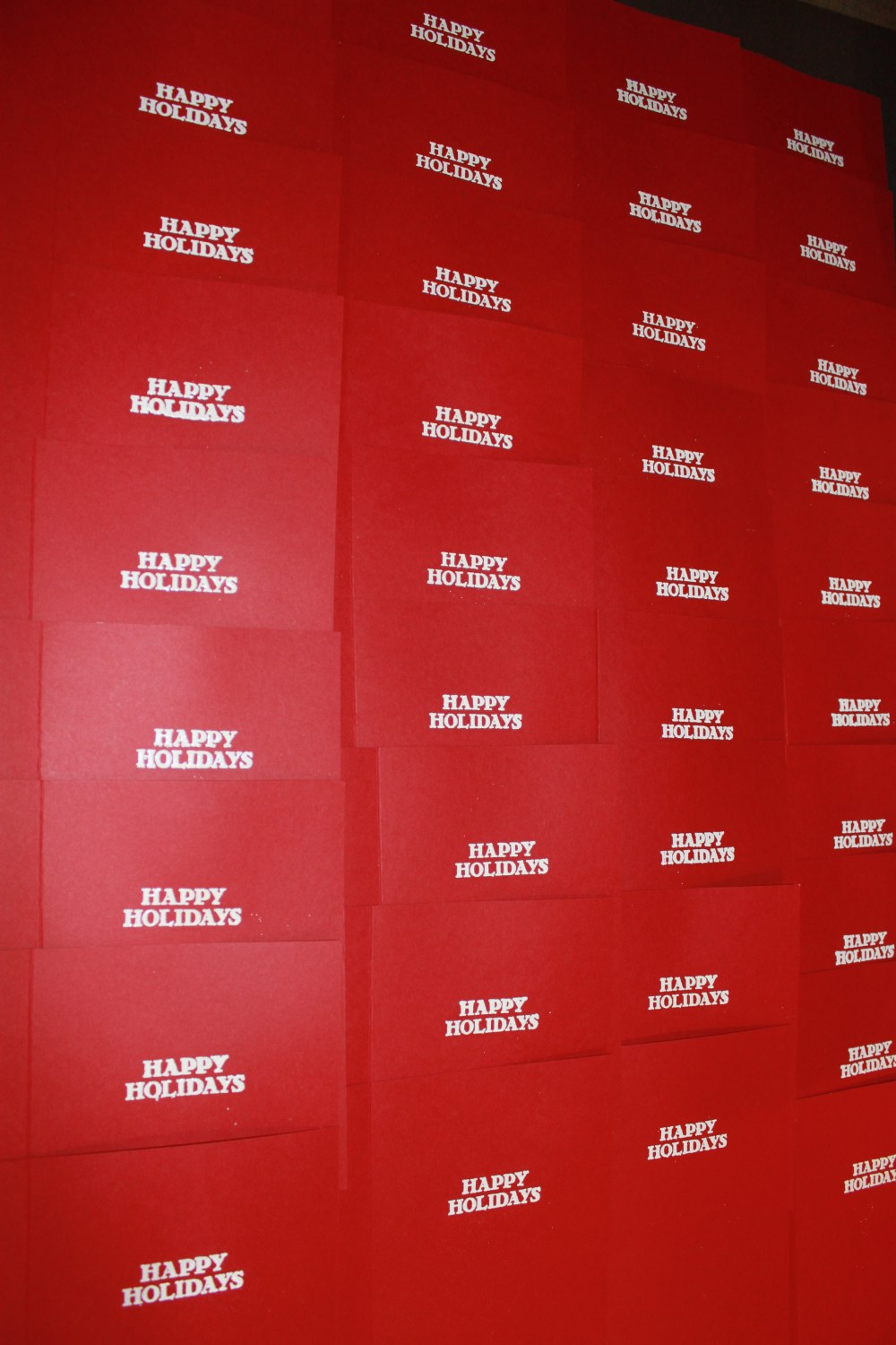 "Happy Holidays" drying inside the cards