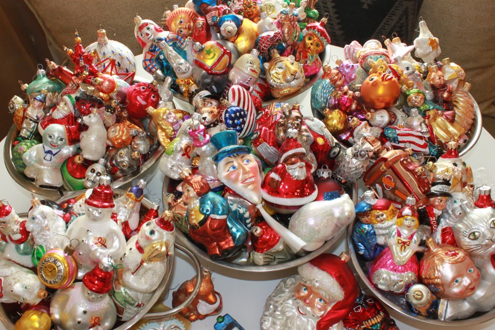 Bowls of Ornaments for the Christmas Tree