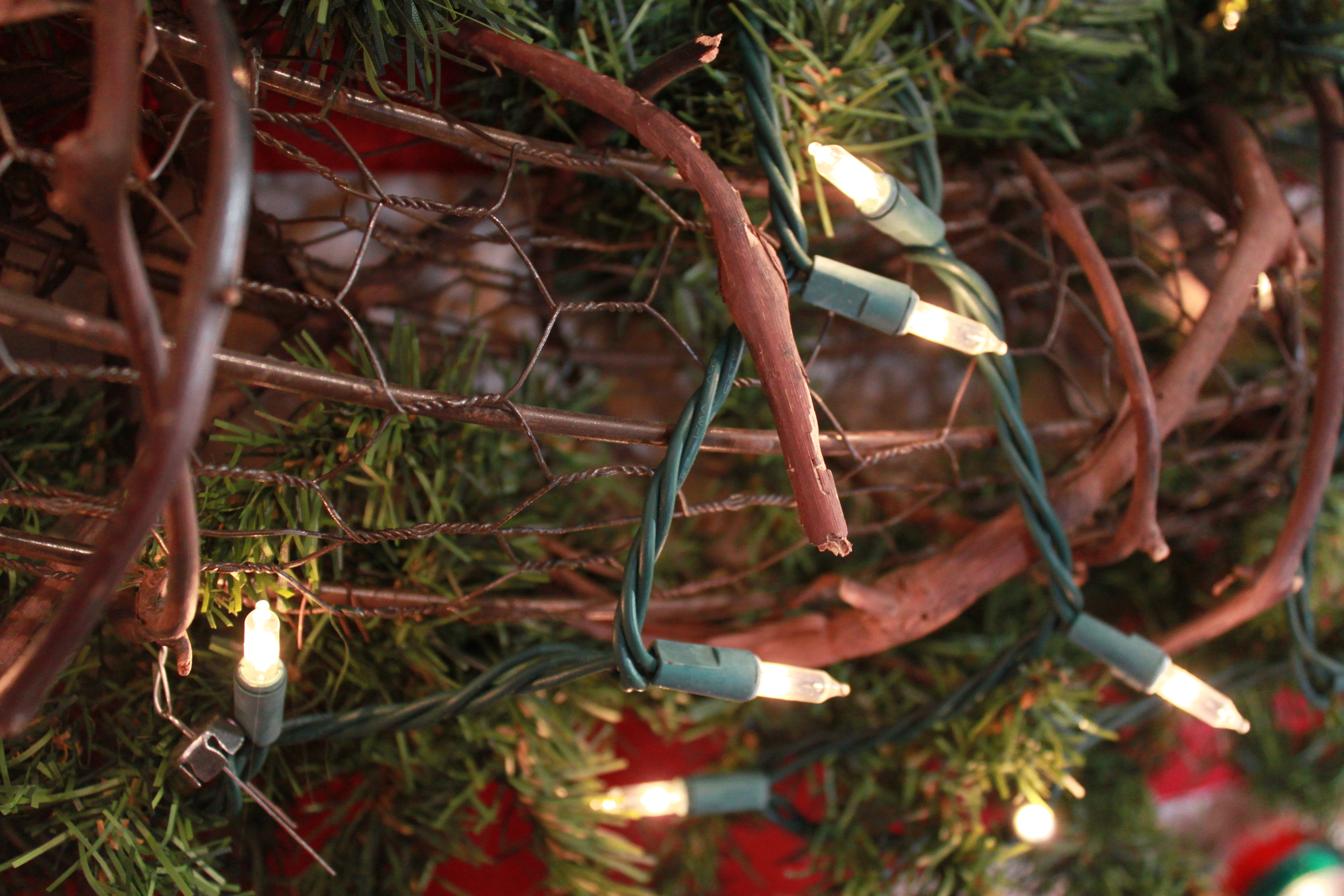 Close-Up of Chicken Wire Wreath