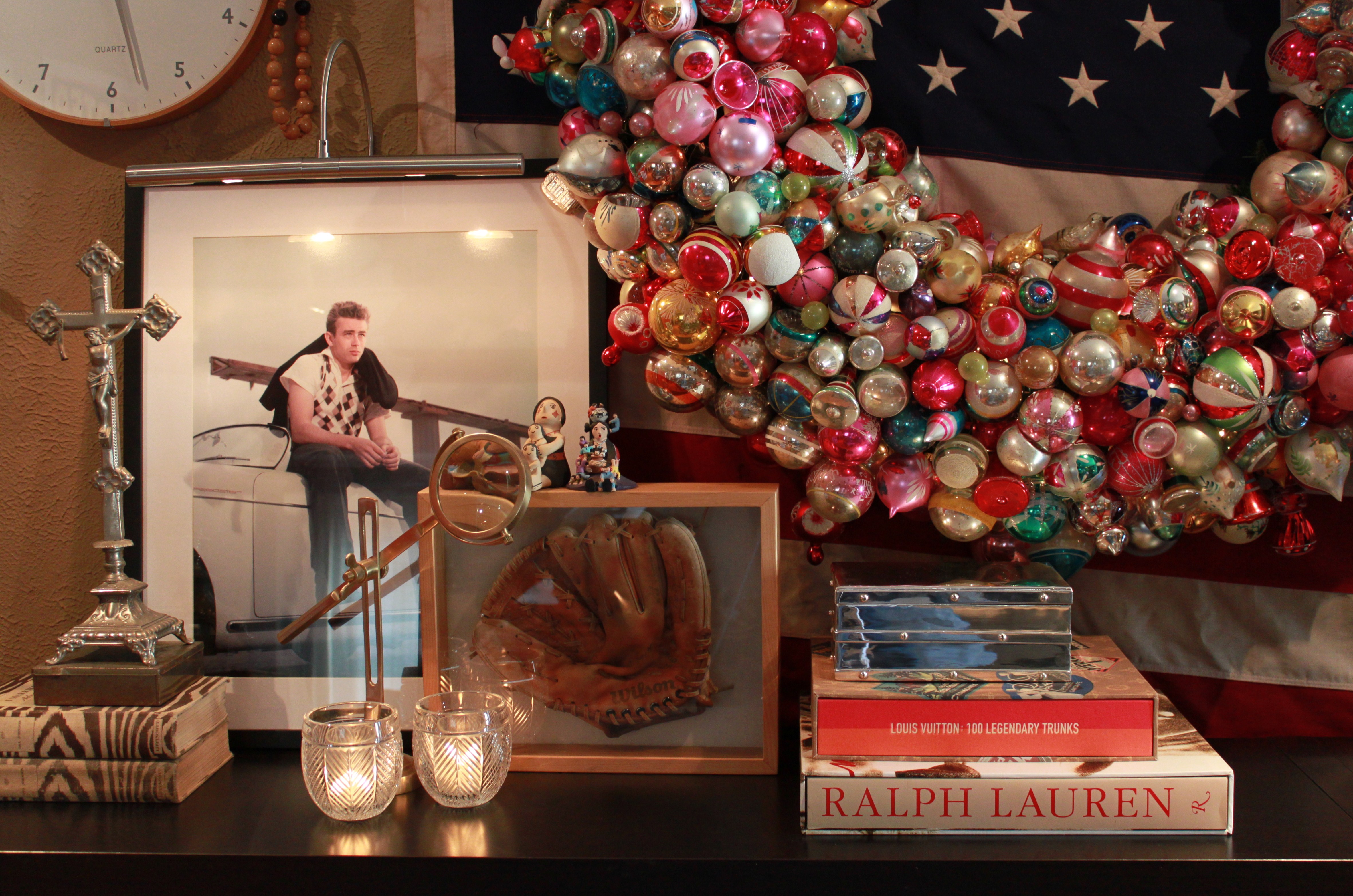 Top of Console with Ornament Wreath