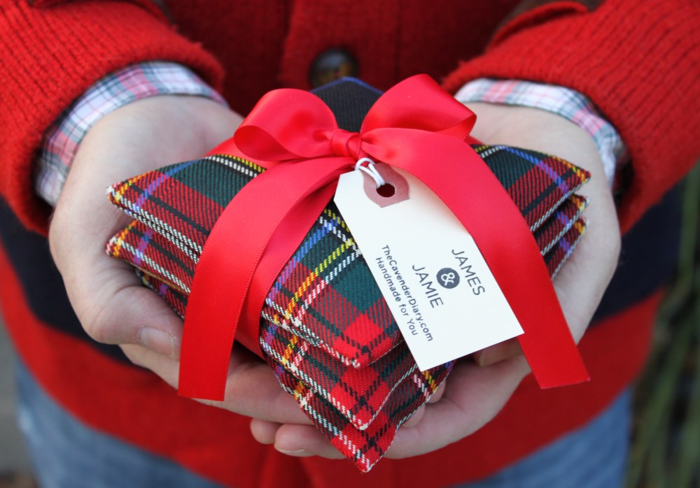 Finished Pine Needle Sachet ready for Giving (made from tartan fabric scraps)