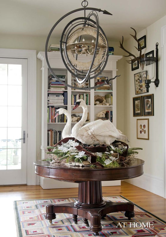 Pair of Swans on Parlor Table