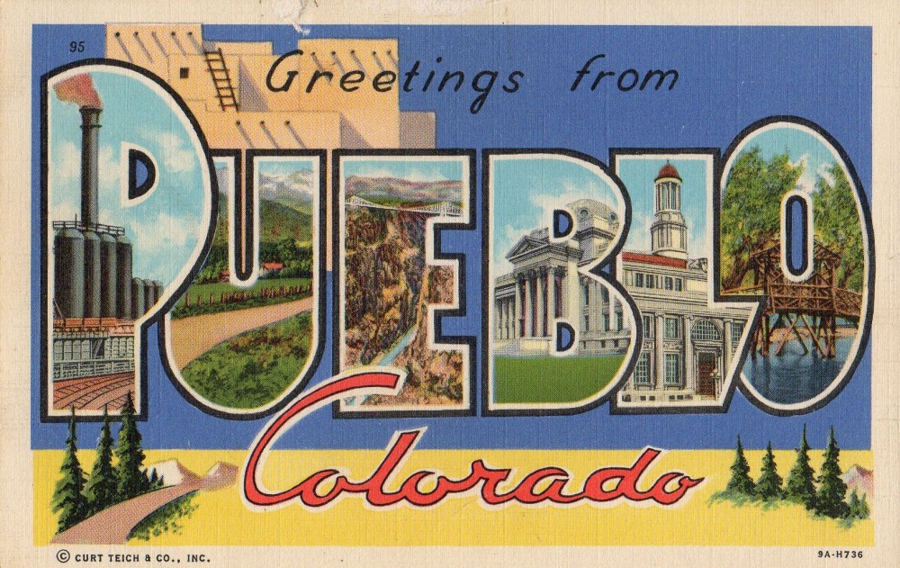 Pueblo Colorado Vinatge Linen Postcard