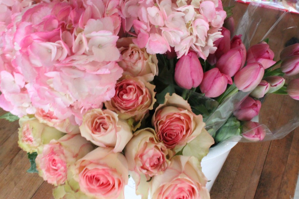 Hydrangeas, Roses, and Tulips