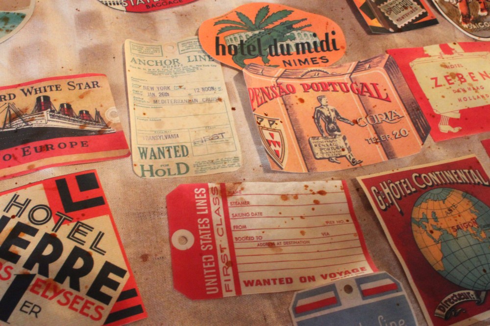 Paper Luggage Tags sprayed with Coffee