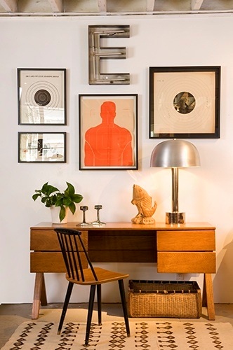 Targets as Art Over Mid-Century Desk