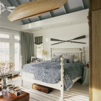 Row Boat on Blue 7 White Bedroom Ceiling