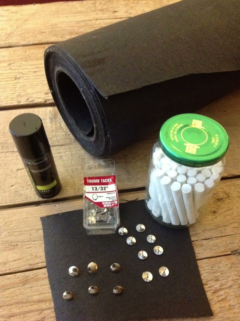 Roofing Paper, Chalk, Thumb Tacks and Hairspray