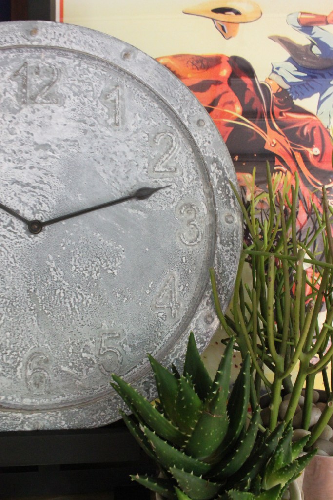 Close Up of Aged Galvanized Target Clock