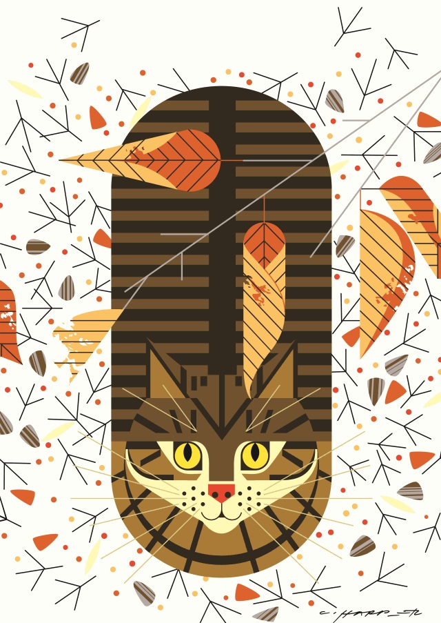 Charley Harper Purrfectly Perched