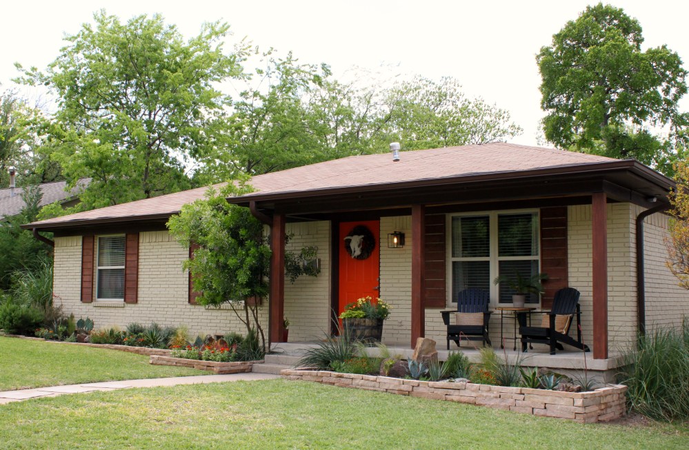 Front of House with New Flower Beds