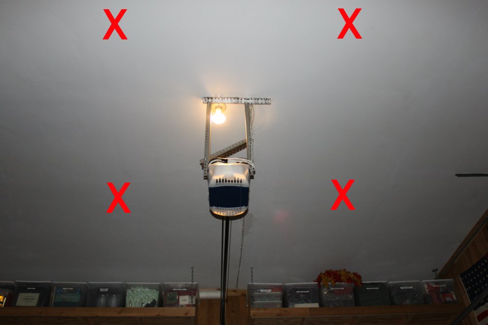 Garage Ceiling with Marks for Pendants