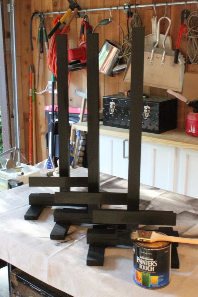 Finished Easels with Paint Drying