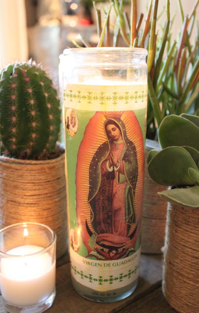 Madonna Candles with Cacti