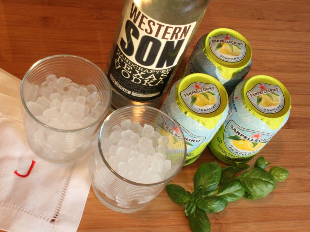 Ingredients for the Basil Grapefruit Cooler