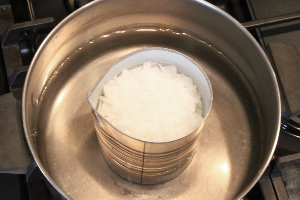 Fill Coffee Can with Shaved Diced Wax in Water