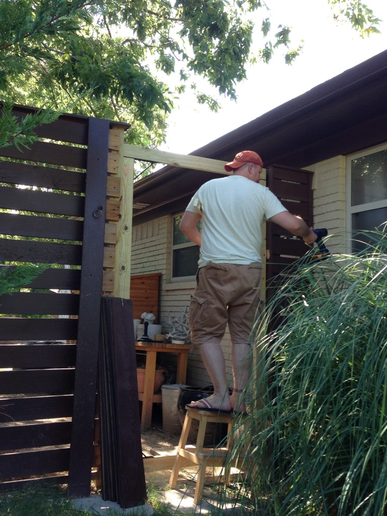 James Rebuilding the Horizontal Gate in Front