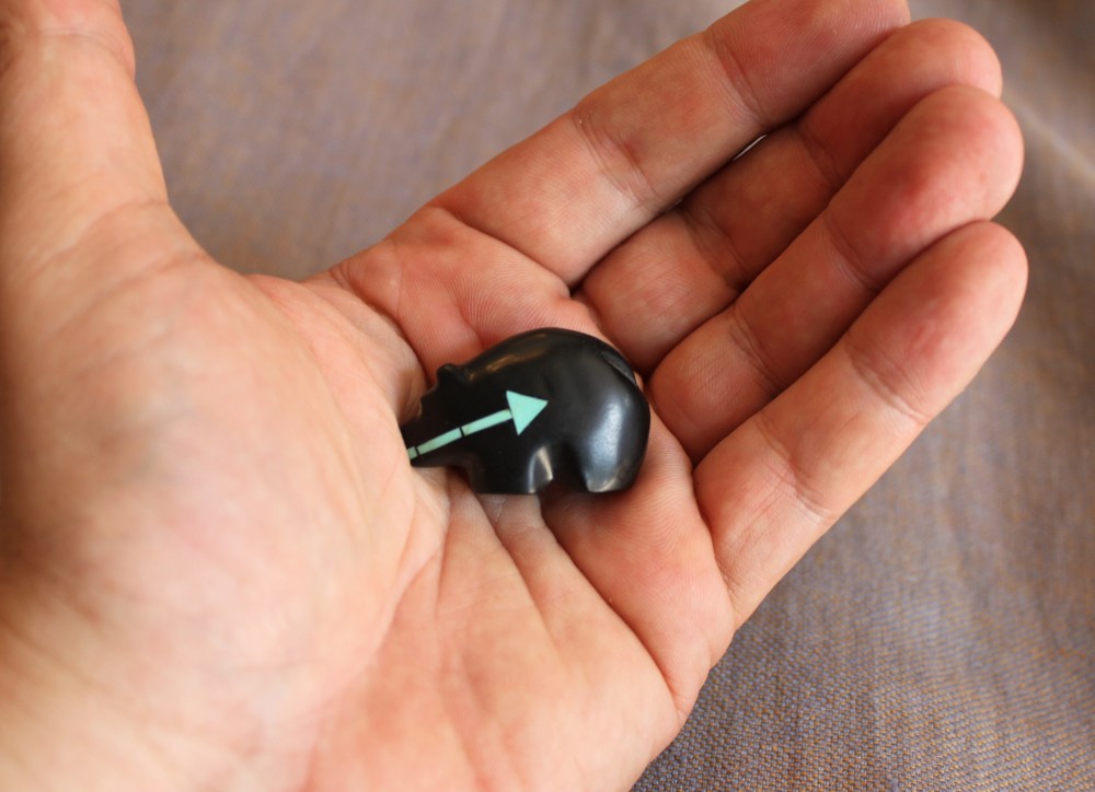 Jet Bear Fetish with Turquoise Inlay Heart Line