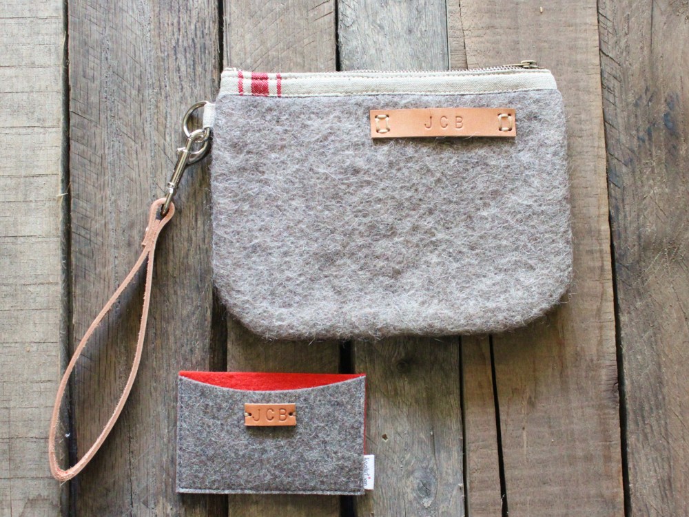 Small Wool Toiletry Bag and Business Card Holder