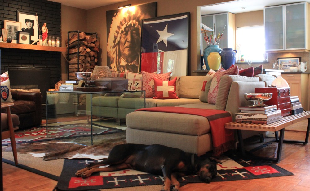Living Room with Lounging Doberman