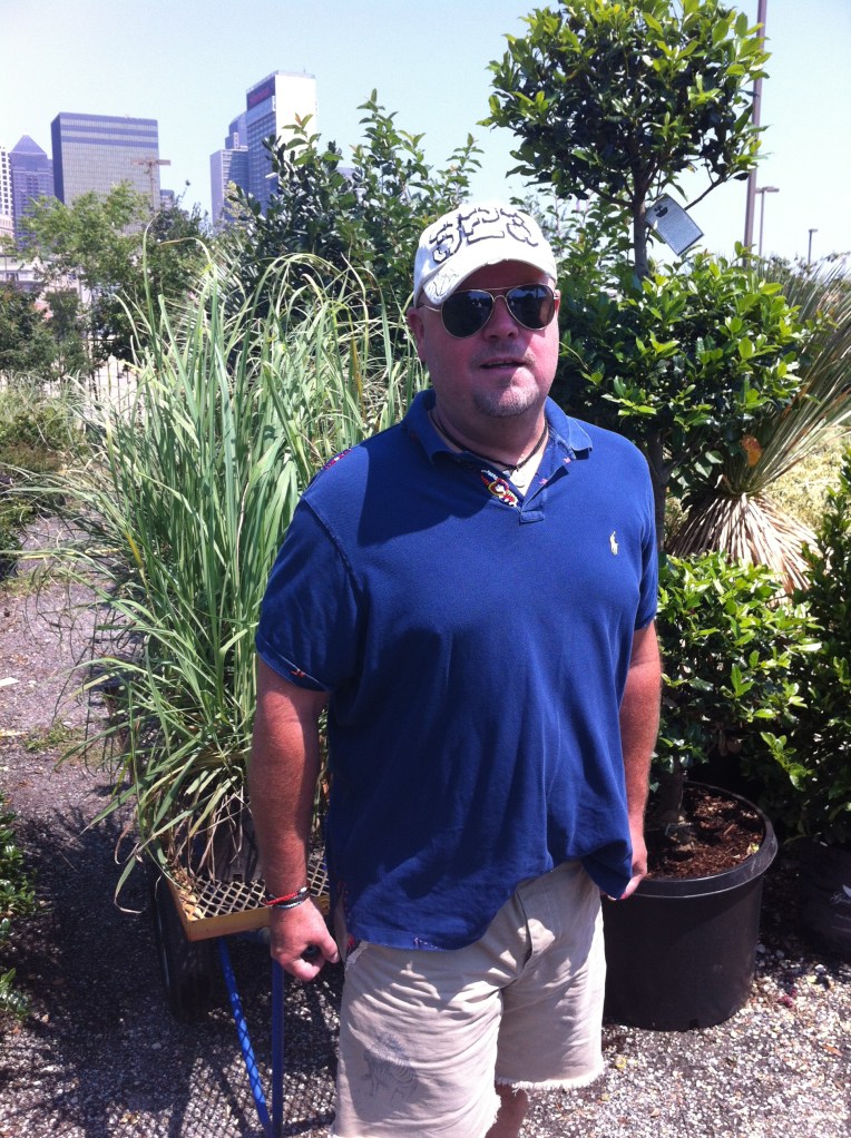 Jamie at the Farmer's Market with Pampas Grass