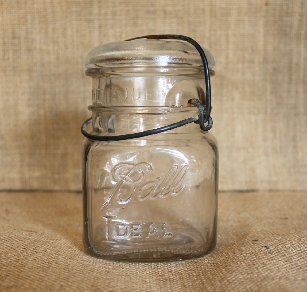 Vintage Mason Jar with Hinged Lid