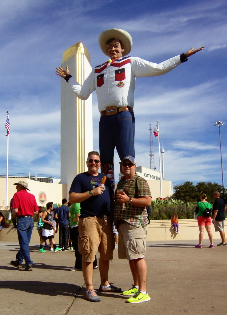 James and Jamie with Big Tex at the State Fair fo Texas