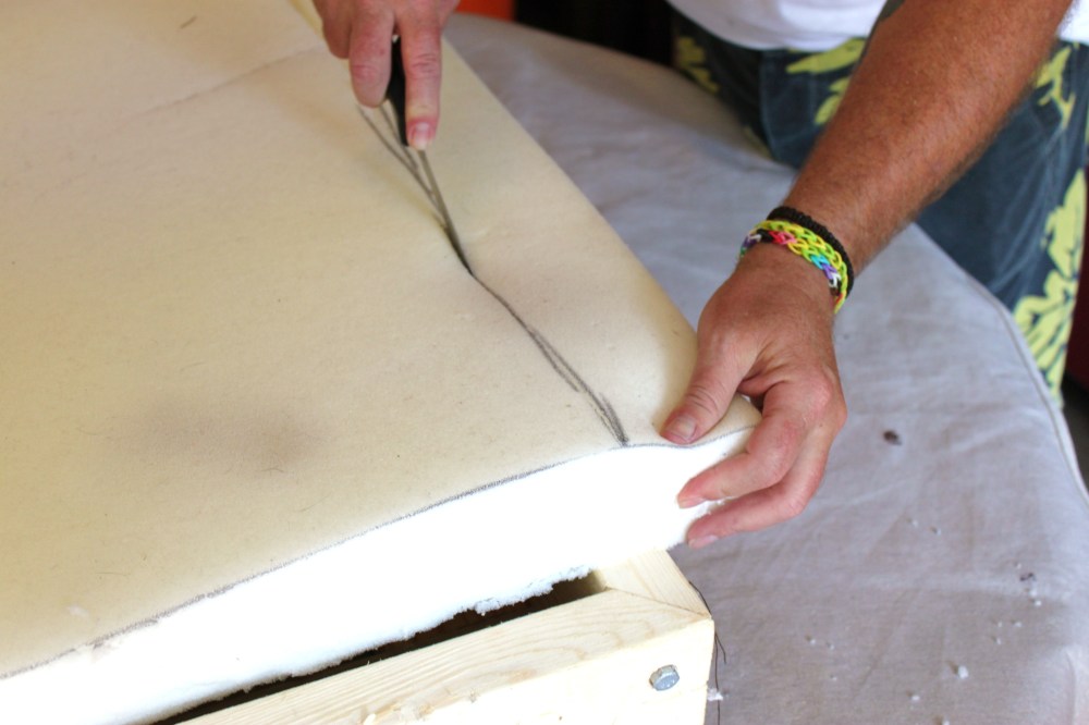 Jamie Trims the Foam Insert with a Steak Knife