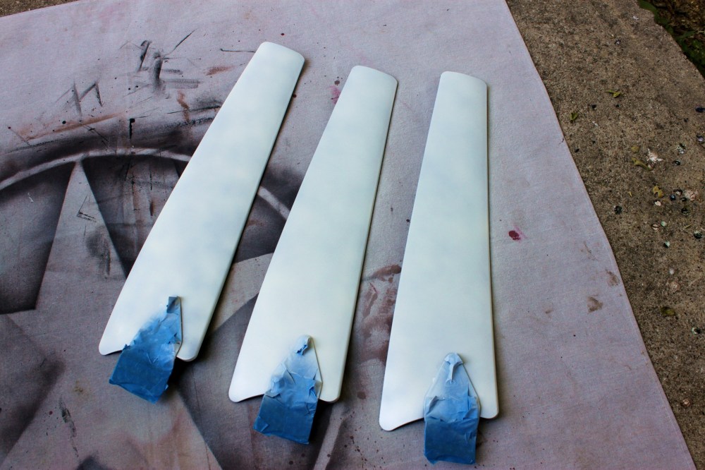 My Now White Fan Blades with a Coat of White Spray Paint
