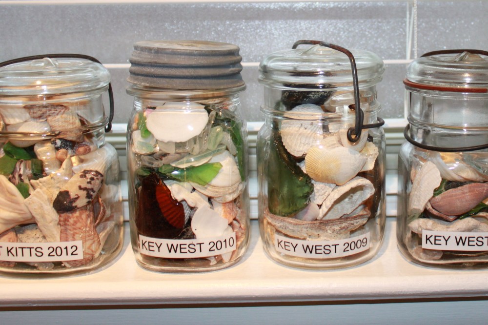 Seaside Memory Jars on the Bedroom Window Sill
