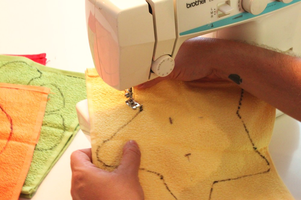 Sew Along the Black Line with colored Thread
