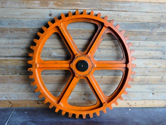 Vintage Orange Industrial Gear on Etsy