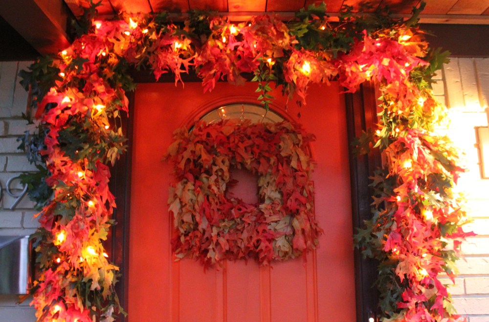 Close Up of the Cavender Front Door with Leaf Garland