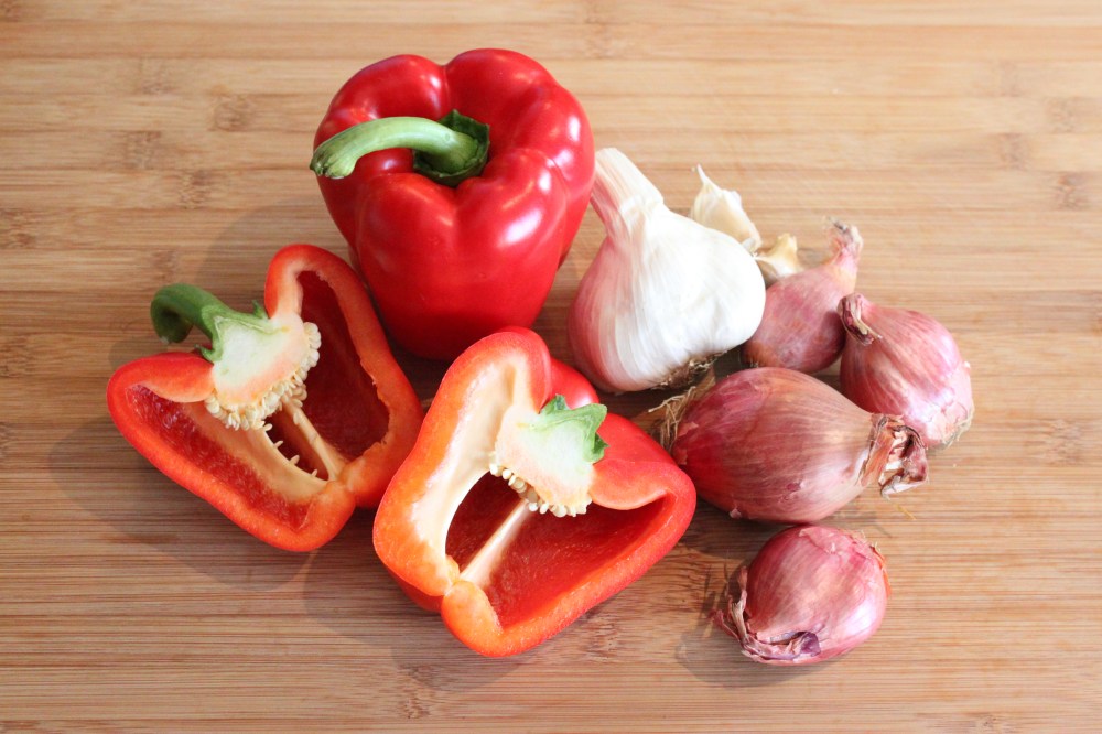 Red Bell Peppers, Garlic and Shallots