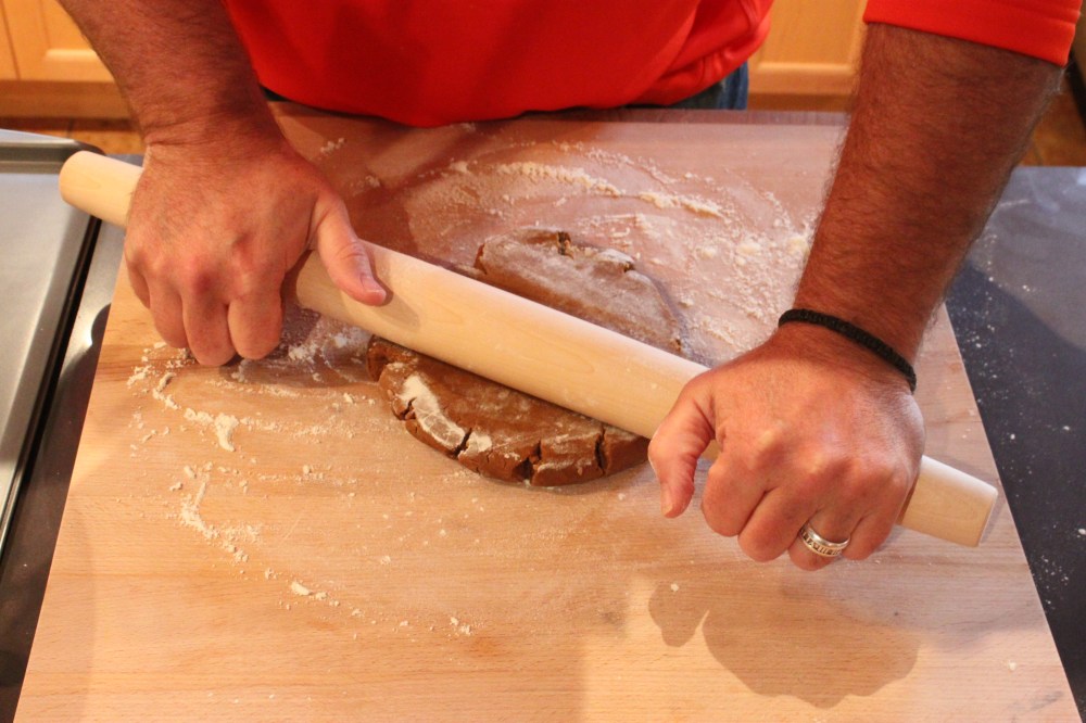 Jamie Rolling out the Gingerbread Dough