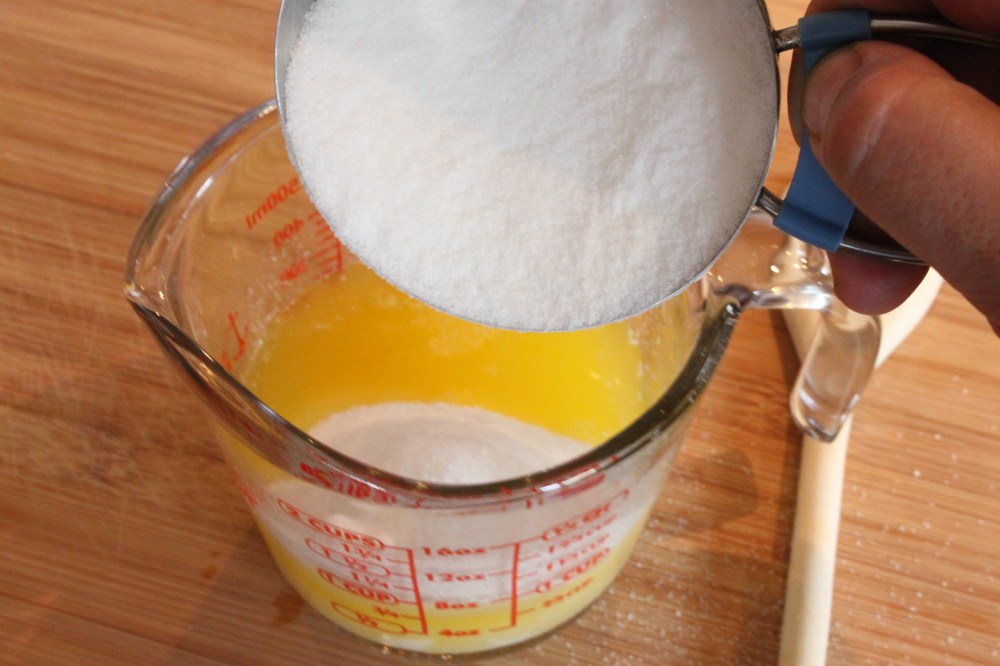 Add The Sugar to the Melted Butter