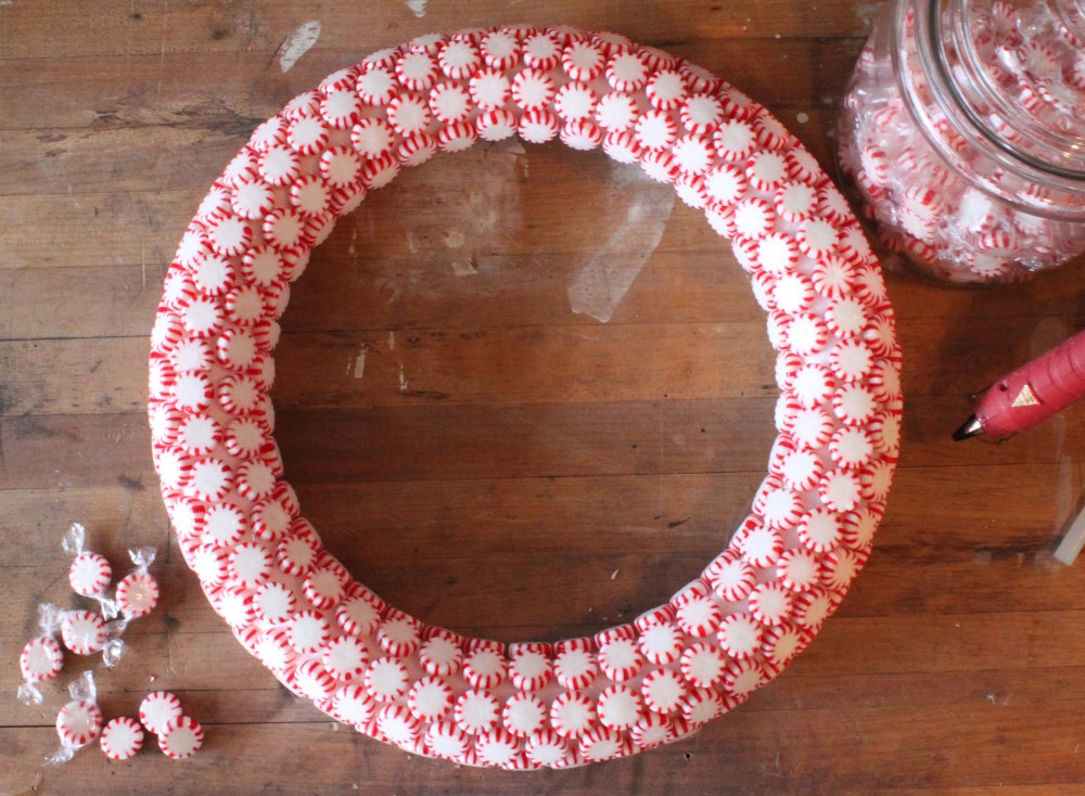 Finished Peppermint Candy Wreath