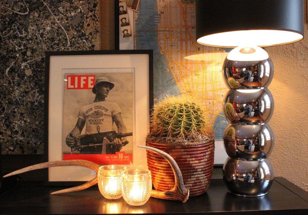 Vintage Life Magazine in Ikea Frame on Console