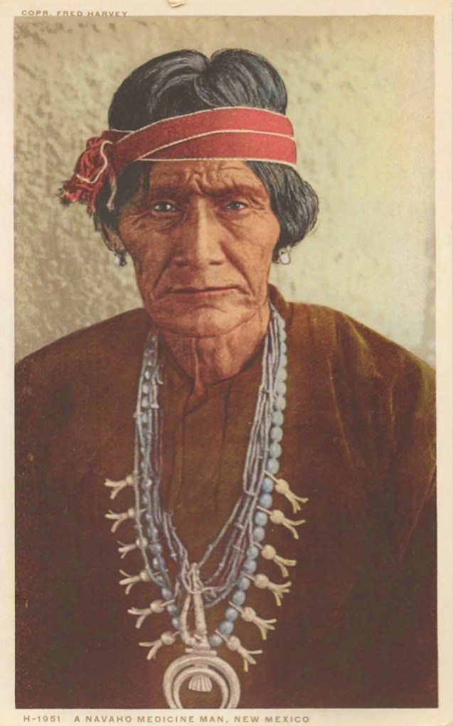 A Navajo Medicine Man Fred Harvey Postcard