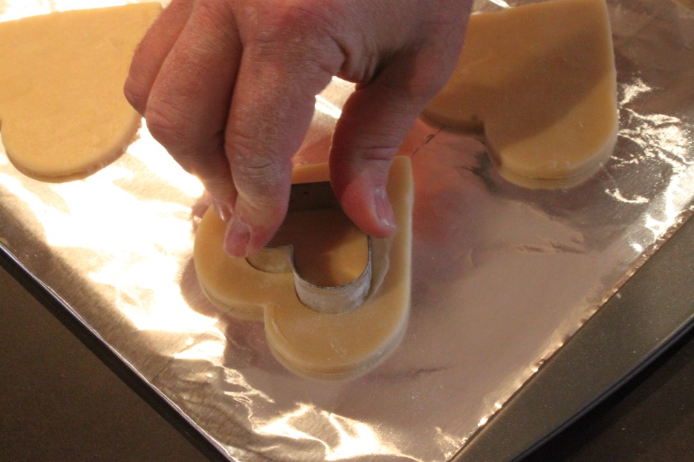 After the Cookies are on the Baking Sheet, Cut Out the Small Heart