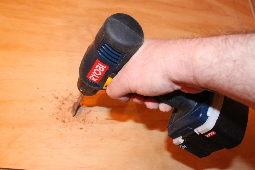 Using a 1 inch Paddle Bit to Make the Finger Hole in the Lid