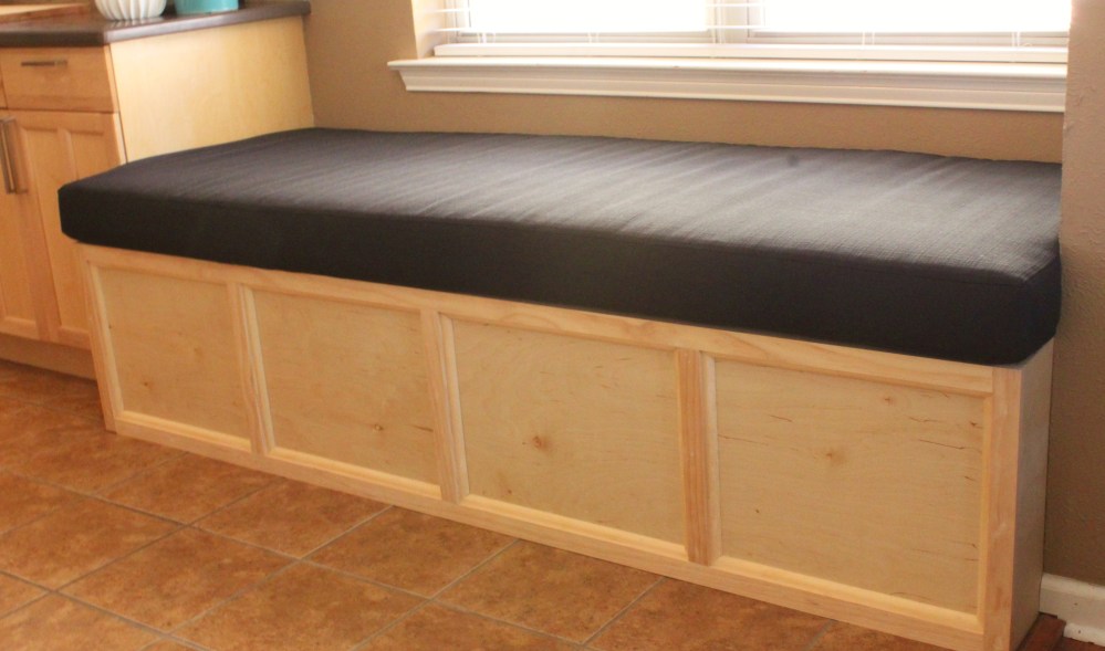 Black Linen Cushion on the Banquette in the Kitchen