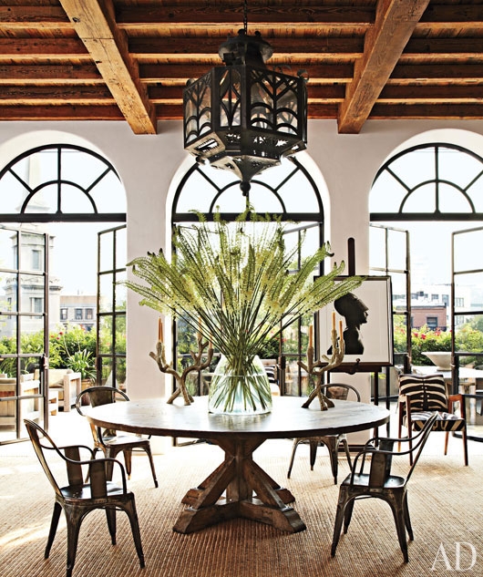 Dining Table with Vintage Pendant in Goldfarb/Paredes East Village Penthouse