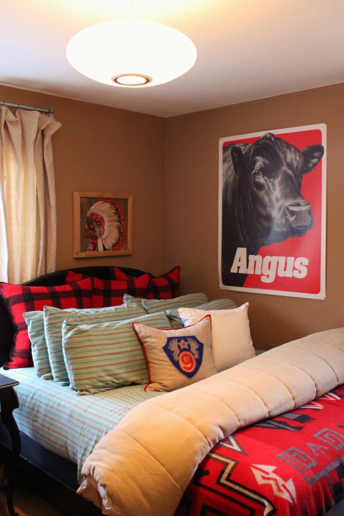 Guest Room with Crewel Work Indian Chief Over the bed